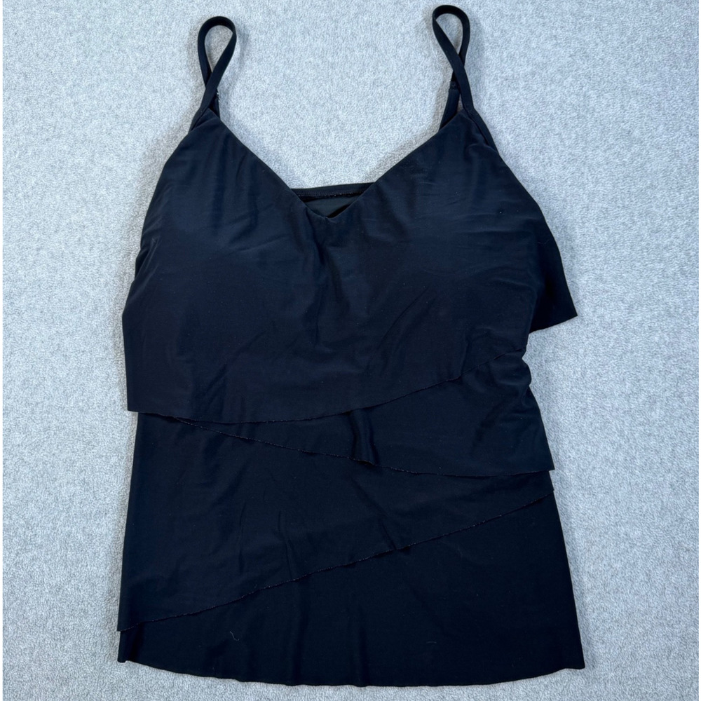 Magicsuit Tiered V-Neck Tankini Swimsuit Top Women's 16 Navy Blue Adjustable Str